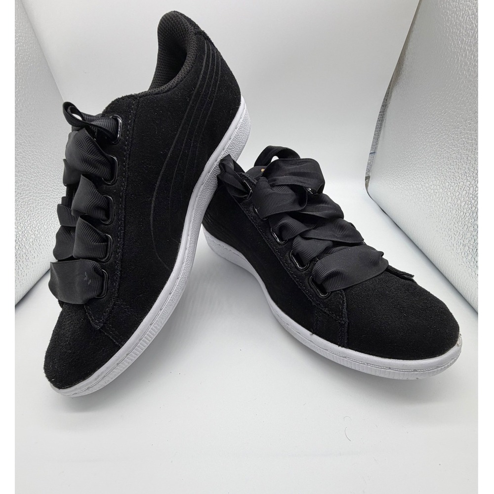 Puma Vikky Ribbon Women's 8.5 Black Solid Regular Fit Modern Elegant Coquette